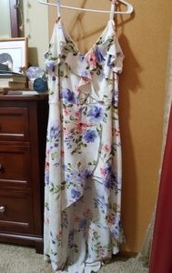 iZ BYER Floral Cold-Shoulder Hi-Low Dress